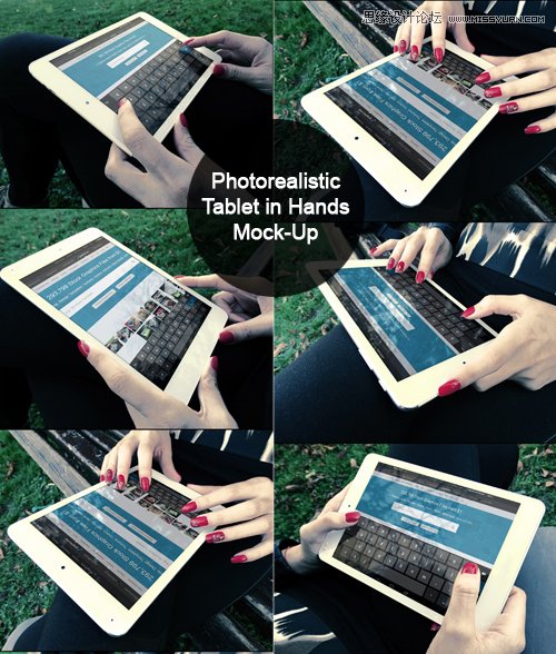 Photorealistic Tablet With Female Hands Mock-Up 25款格調(diào)極高的作品展示模板免費下載